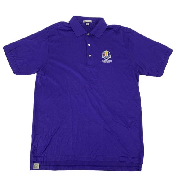 Men's Peter Millar Short Sleeve Polo Shirt Purple L Gleneagles‎ 2014 Ryder Cup - Picture 1 of 10